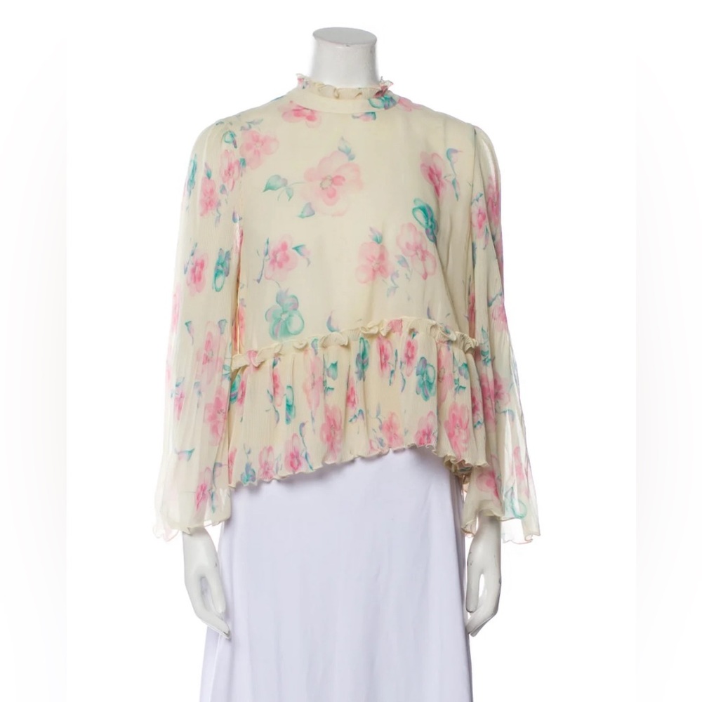 Ganni georgette pleated blouse